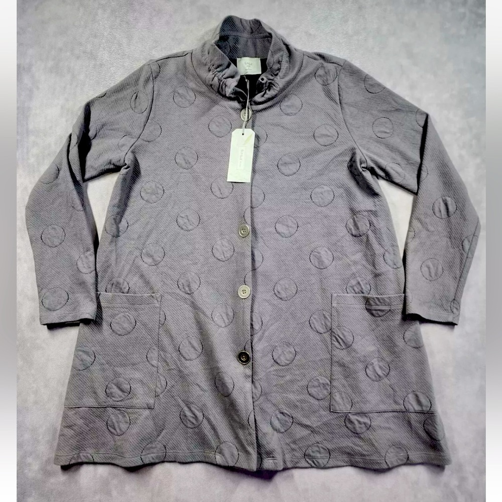 Chalet Et Ceci Jacket Women's Medium Gray Stretch Long Sleeve Button Front NWT